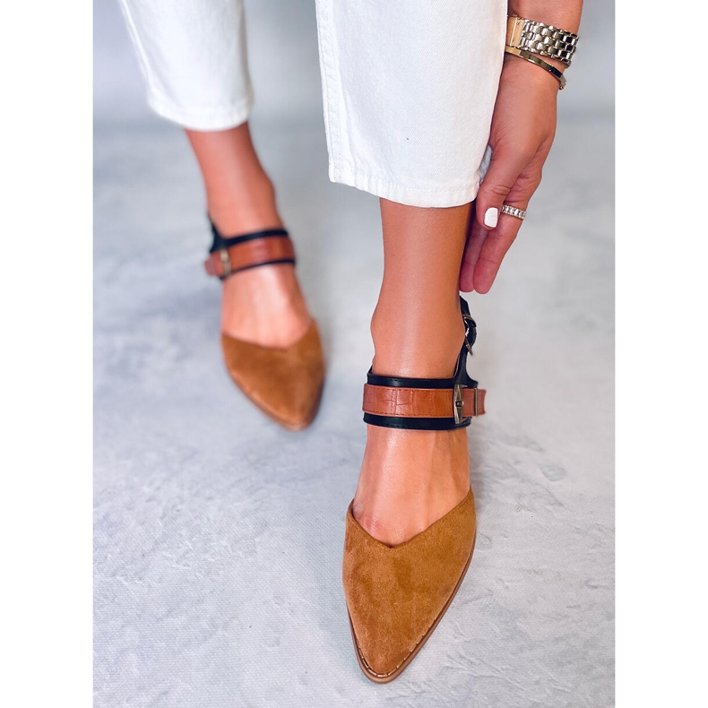 BM Décolleté tacco aperto Chiatti Camel marrone 1