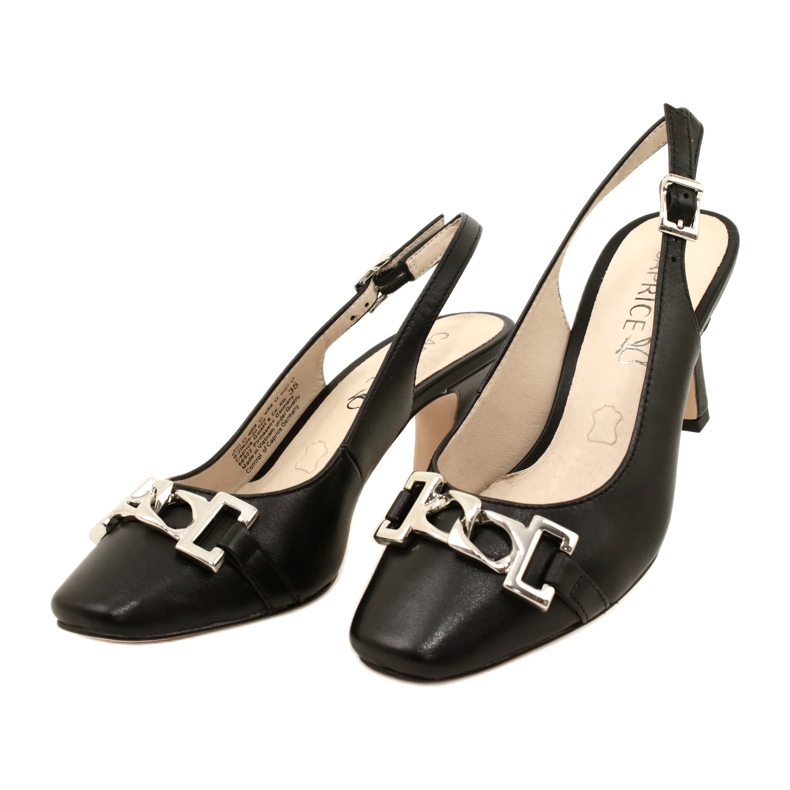 Sandali in pelle femminile con Caprice della decorazione 9-29626-20 022 NERA NAPPA nero 3