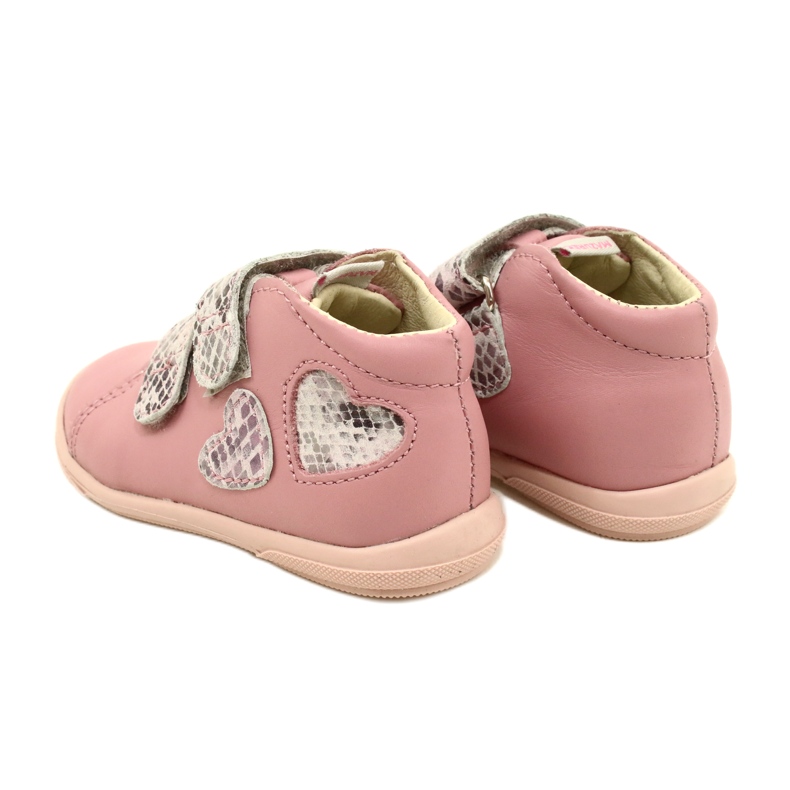 Scarpe in velcro Mazurek 1264 Cuori di serpente rosa 5