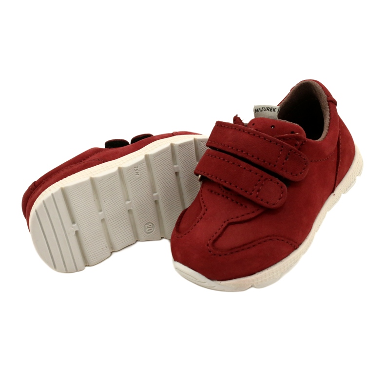 Scarpe per bambini in pelle casual Mazurek 1362 Velcro rosso 4