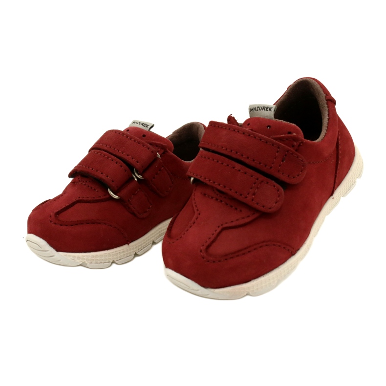 Mazurek 1362 Scarpe casual in pelle con velcro, rosse rosso 2