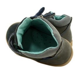 Scarpe per bambini in pelle con velcro mazurek 1302 blu scuro grigio 7