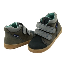 Scarpe per bambini in pelle con velcro mazurek 1302 blu scuro grigio 4
