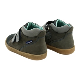 Scarpe per bambini in pelle con velcro mazurek 1302 blu scuro grigio 6
