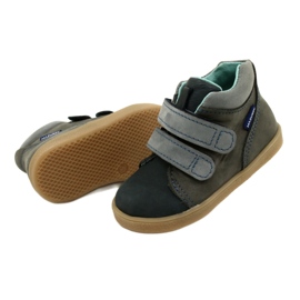 Scarpe per bambini in pelle con velcro mazurek 1302 blu scuro grigio 5
