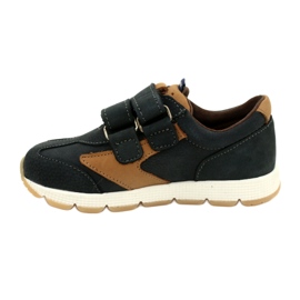 Scarpe casual in pelle Mazurek 1362 Velcro Blu Navy-Marrone 1