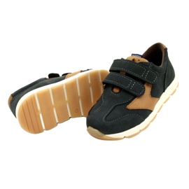 Scarpe casual in pelle Mazurek 1362 Velcro Blu Navy-Marrone 4