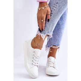 Sneakers da donna con ricamo Big Star LL274223 Bianche bianco 2