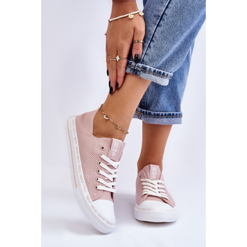 Sneakers basse in pelle da donna Big Star LL274015 Rosa 2