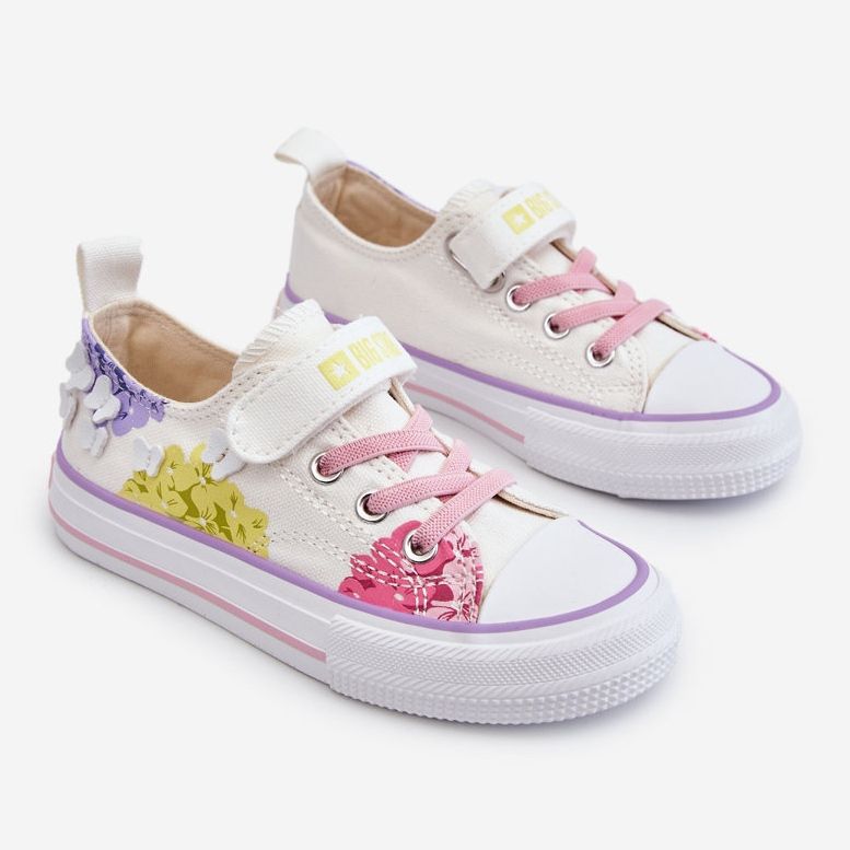 Sneakers basse con velcro da bambino Big Star LL374061 Bianche bianco multicolore 1