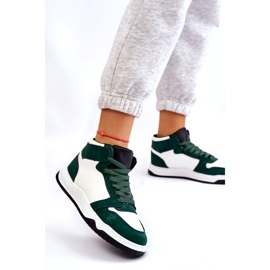 Scarpe Sportive Alte da Donna, Sneakers, Bianco e Verde 2