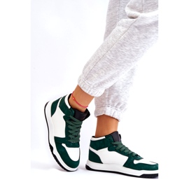 Scarpe Sportive Alte da Donna, Sneakers, Bianco e Verde 4