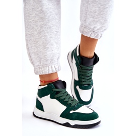 Scarpe Sportive Alte da Donna, Sneakers, Bianco e Verde 5