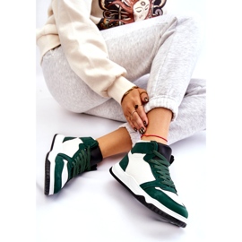 Scarpe Sportive Alte da Donna, Sneakers, Bianco e Verde 6