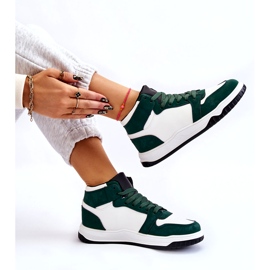 Scarpe Sportive Alte da Donna, Sneakers, Bianco e Verde bianca 7