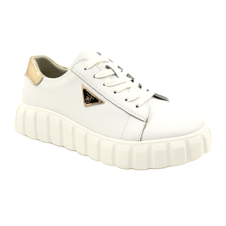 Sneakers in pelle Filippo DP4138 bianco d'oro 1