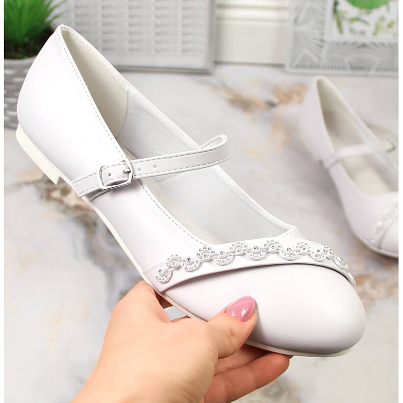 Ballerine American Club 45/23 bianche con zirconi bianca 1