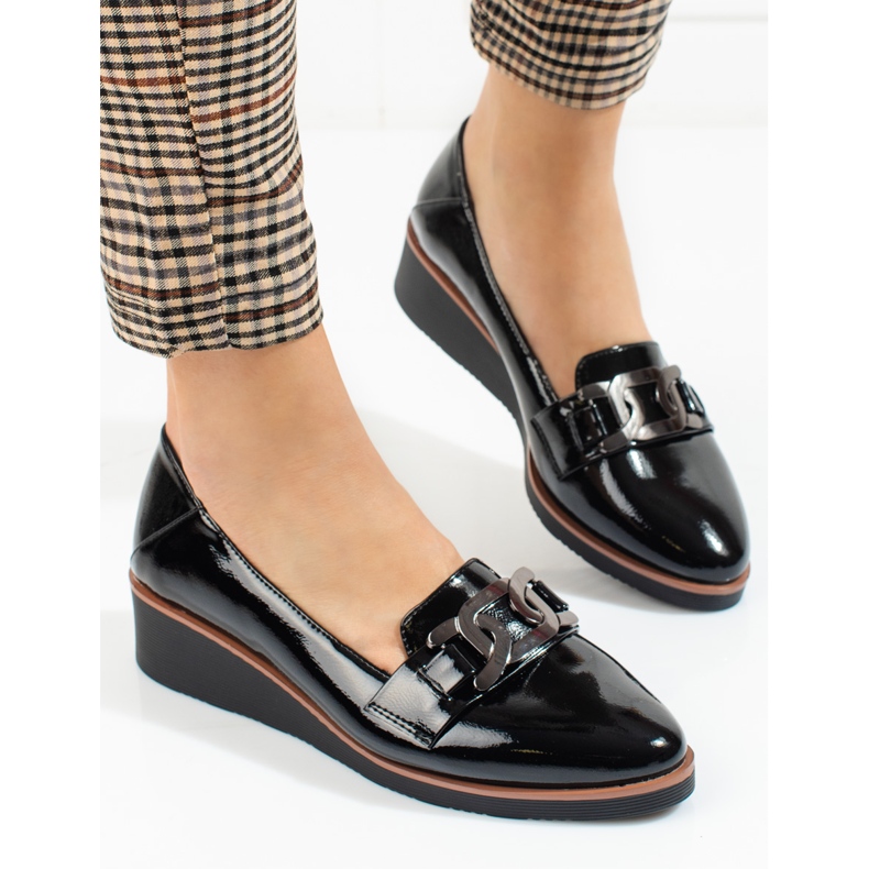 W. Potocki Scarpe laccate da donna con zeppa bassa di Potocki nero 2