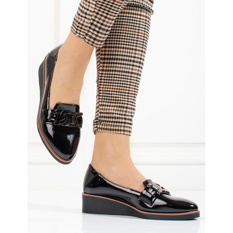 W. Potocki Scarpe laccate da donna con zeppa bassa di Potocki nero 1