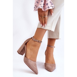 Décolleté con tacco in camoscio Lexie beige scuro 1