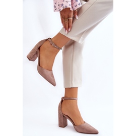Décolleté con tacco in camoscio Lexie beige scuro 2