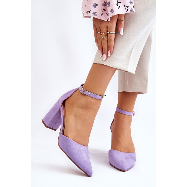Décolleté con tacco in camoscio Lexie viola 1
