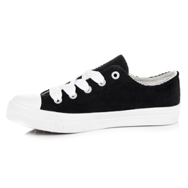 Ideal Shoes Sneakers in velluto a coste nero 1