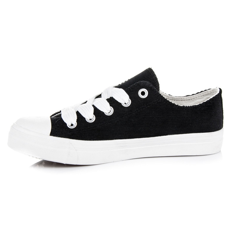 Ideal Shoes Sneakers in velluto a coste nero 1