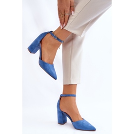 Décolleté con tacco in pelle scamosciata Lexie blu 2