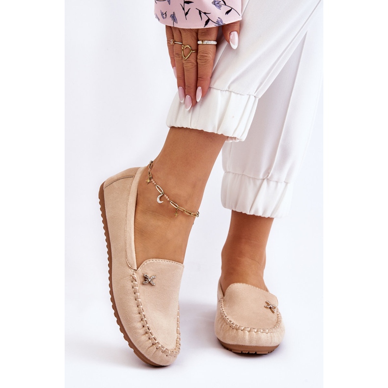 PS1 Mocassini in pelle scamosciata da donna con abbellimenti Leah beige 1