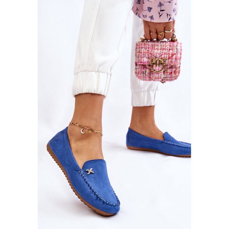 PS1 Mocassini in pelle scamosciata da donna con abbellimento Leah blu 2