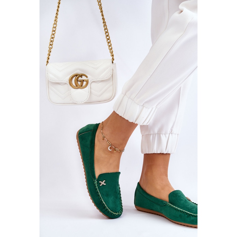 PS1 Mocassini Da Donna In Pelle Scamosciata Con Abbellimento Leah Verde 2