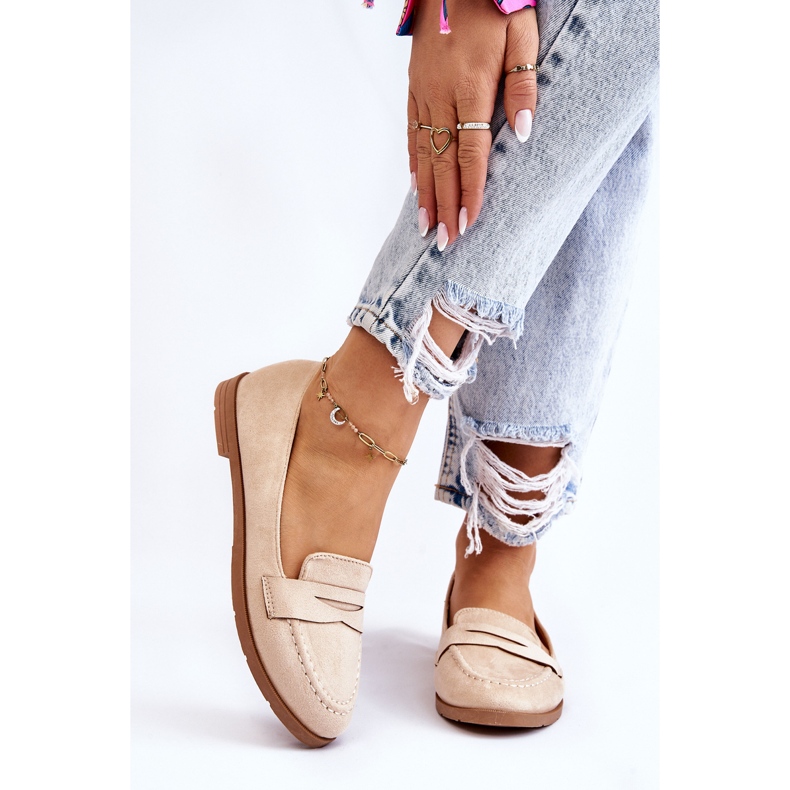 PS1 Comodi Mocassini da Donna in Pelle Scamosciata Beige Lucca 1