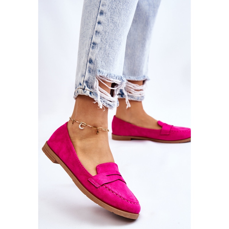PS1 Comodi Mocassini da Donna in Pelle Scamosciata Fucsia Lucca rosa 2
