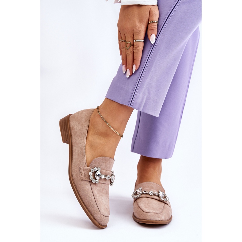 PS1 Eleganti mocassini in camoscio beige scuro Aliya 1