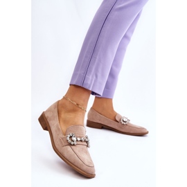 PS1 Eleganti mocassini in camoscio beige scuro Aliya 2