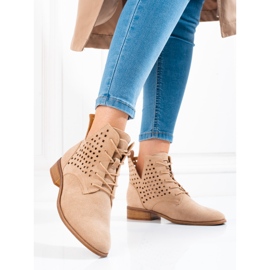 W. Potocki Stivali stringati traforati da donna Potocki beige 2