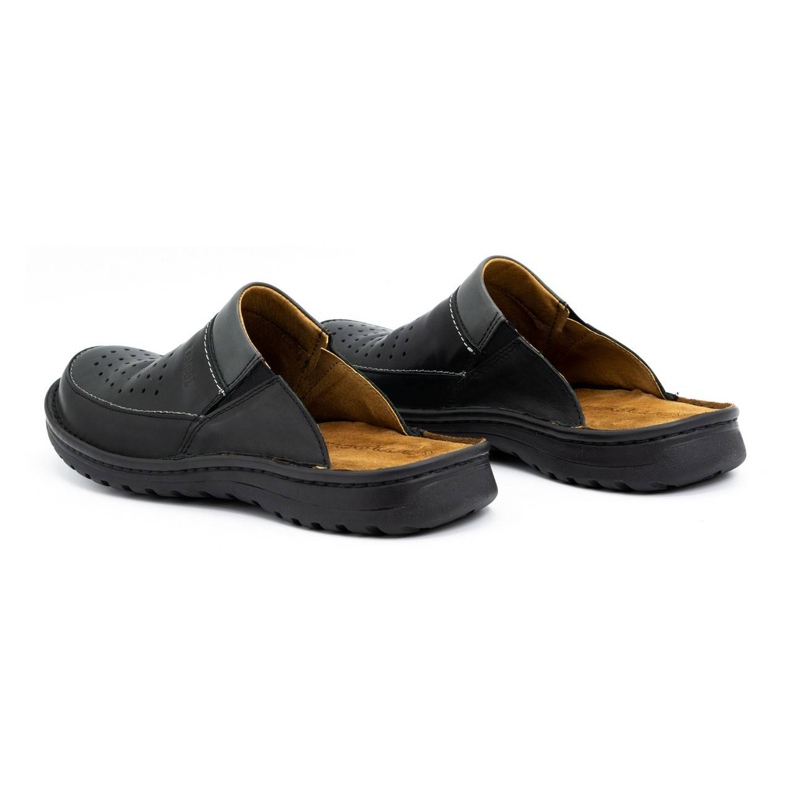 Ciabatte da uomo in pelle 219 Kampol nere nero 4