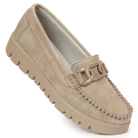 Mocassini in pelle da donna sulla piattaforma beige Filippo DP3334 2