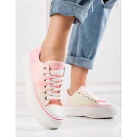 Sneaker donna Shelovet in velluto a costine rosa 1