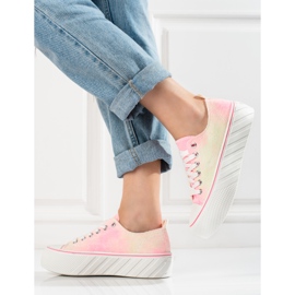 Sneaker donna Shelovet in velluto a costine rosa 2