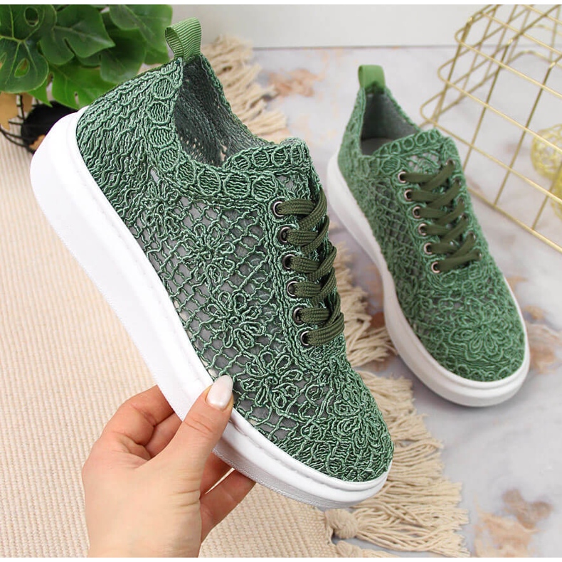 Scarpe stringate da donna sulla piattaforma verde Artiker 50C1119 1
