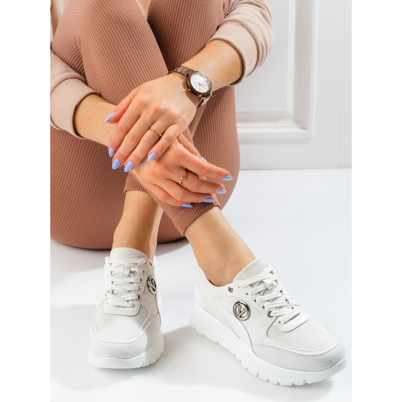 Vinceza scarpe sportive da donna sulla piattaforma bianche bianco 1