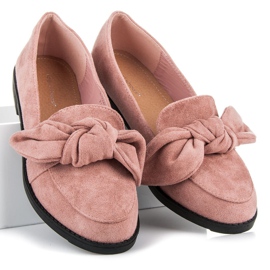 Ideal Shoes Francesina in camoscio con fiocco rosa 1