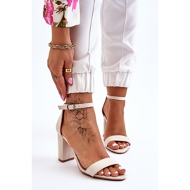 PS1 Sandali con tacco beige chiaro Amina in camoscio classico marrone 1