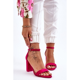 PS1 Sandali classici con tacco fucsia in camoscio di Amina rosa 1