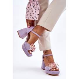 PS1 Sandali alla moda con cristalli su tacchi massicci Viola Garrett 2