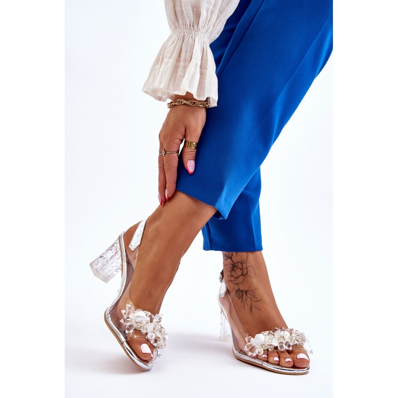 S.Barski Sandali Alla Moda Con Perline Silver Terrance argento 2