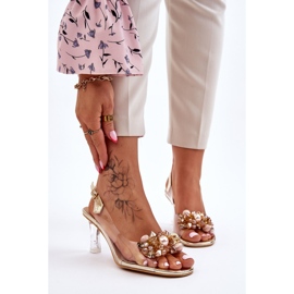 S.Barski Eleganti Sandali Trasparenti Con Decorazione Lilah Dorata d'oro 1