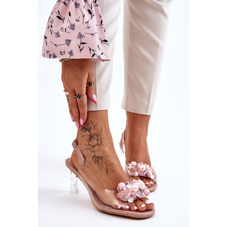 S.Barski Eleganti Sandali Trasparenti Con Decorazione Nude Lilah rosa 1